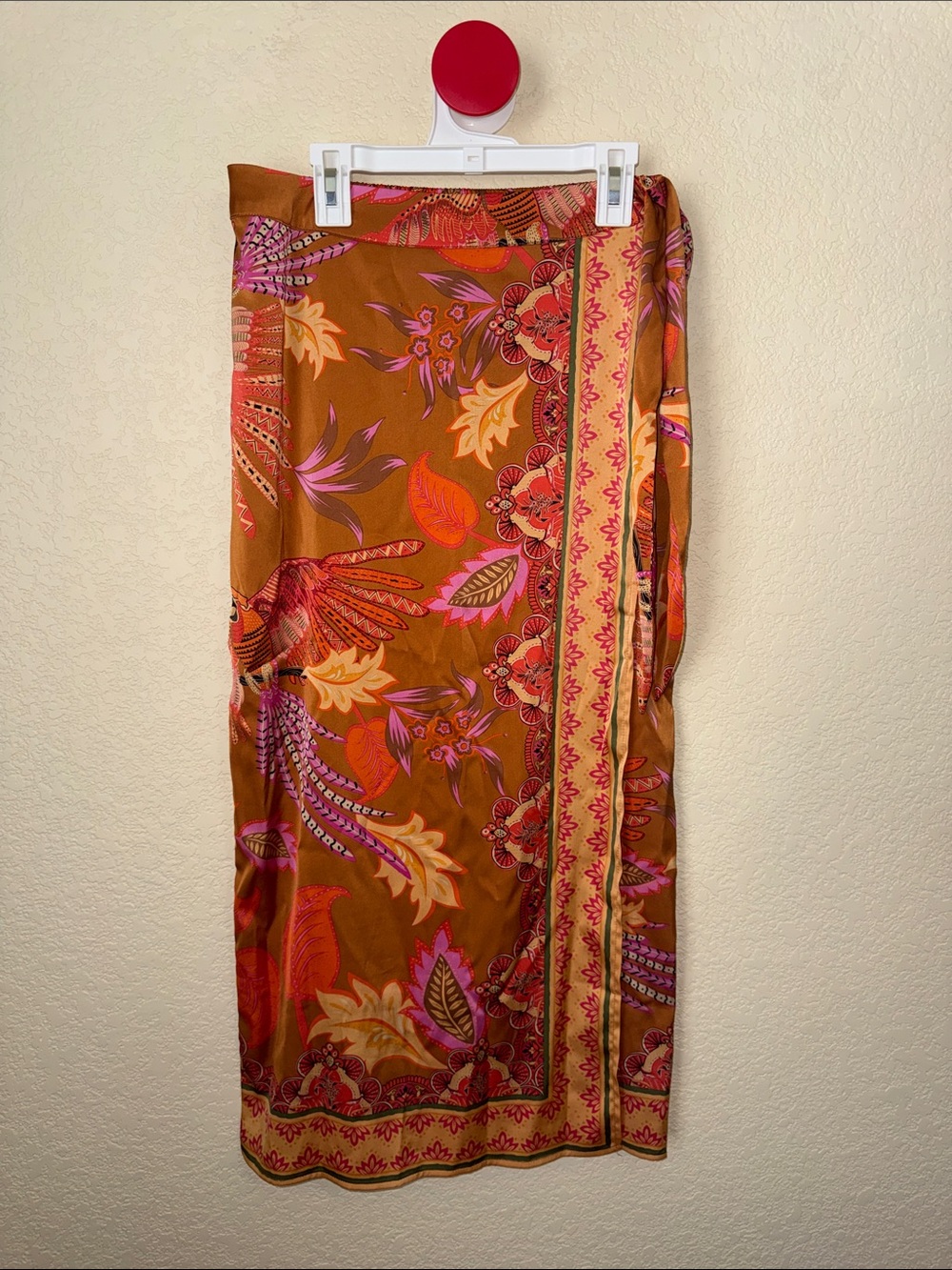 Rachel Zoe Floral Bird Print Wrap Maxi Skirt Size Small Boho